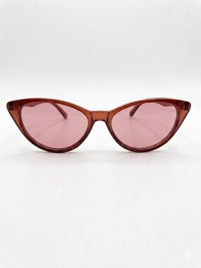 Urban Outfitters Cat Eye Sunglasses - Pink Lenses, Brown Frame